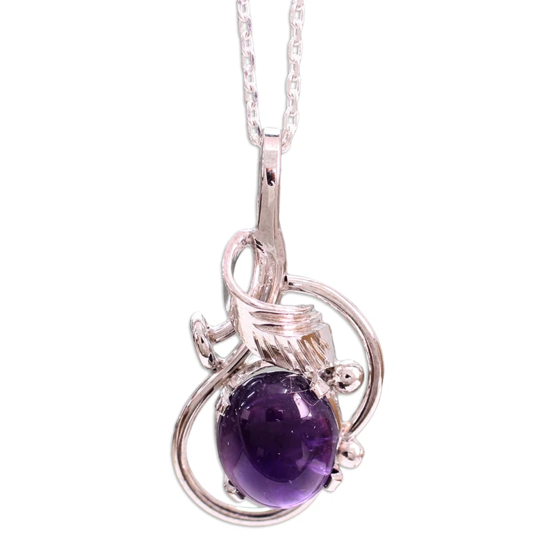 Handgefertigte Amethyst-Halskette aus Sterlingsilber, Geburtsstein-Halskette, Geschenk für sie, violetter Edelsteinschmuck, 925er Sterlingsilber, Geschenkidee