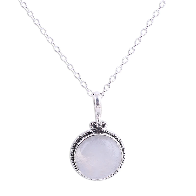 Runde Schönheit Regenbogen-Mondstein-Anhänger-Halskette 925 massives Sterlingsilber handgemachter böhmischer Schmuck Jahrestagsgeschenk für Sie und Ehefrau