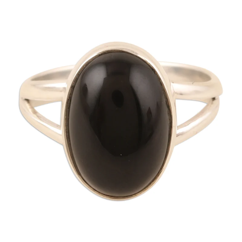 Onyx-Ring aus Sterlingsilber, Statement-Ring, handgefertigter Ring, Damen-Silberring, Geschenk für sie