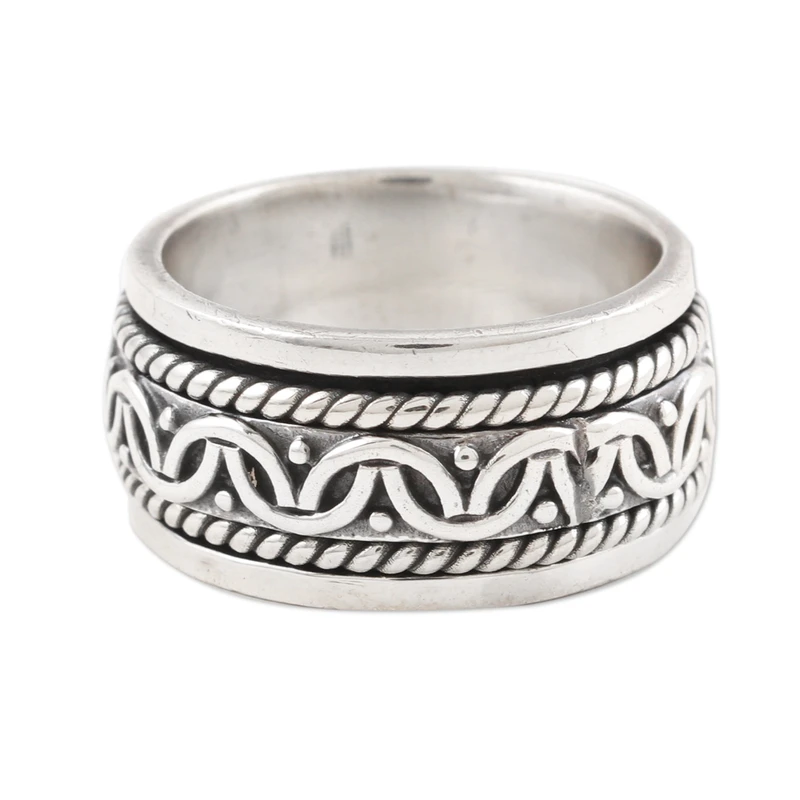 925 Sterlingsilber Meditations-Spinner-Ring, handgefertigt in Indien, Silberschmuck, böhmischer zierlicher Ring, Geschenk für sie