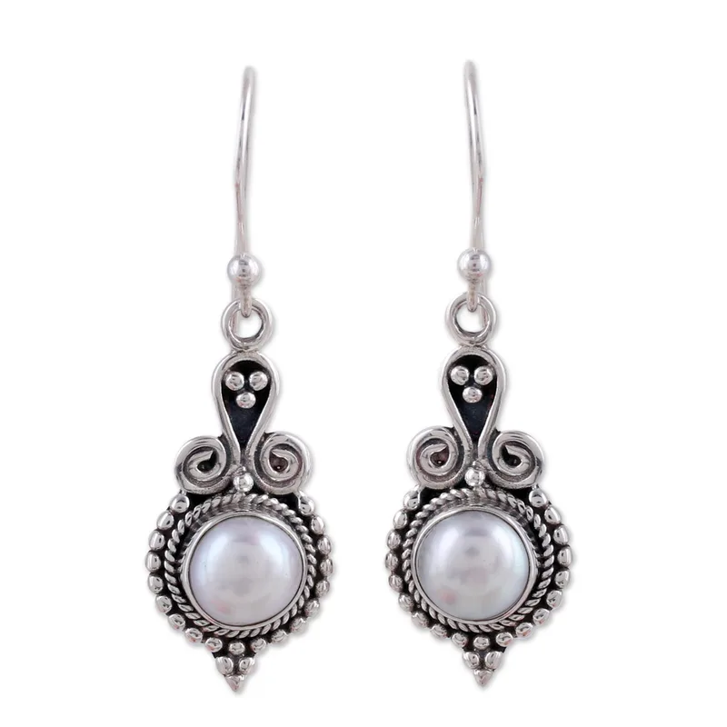 Perlenohrringe Sterlingsilber Handgefertigter Indischer Schmuck Damen Schmuck Boho Ohrringe Handgefertigte Edelstein Ohrringe Hochzeitsschmuck Geschenk für Sie & Mama