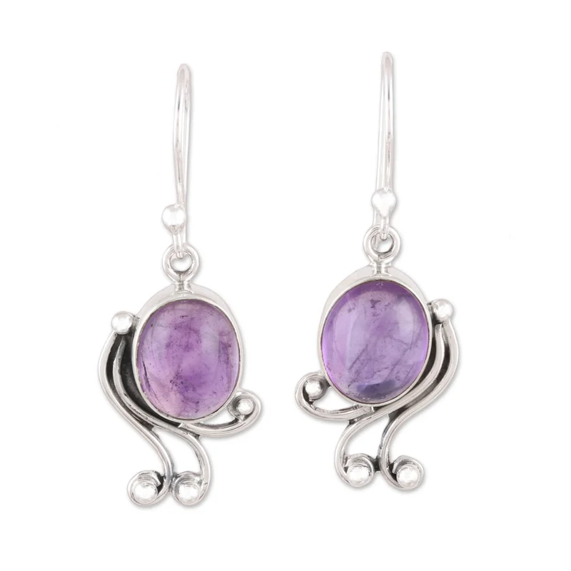 Handgefertigte 925 Sterling Silber Amethyst Ohrringe Handgemachte Ohrringe Geschenkartikel Geburtstagsgeschenk