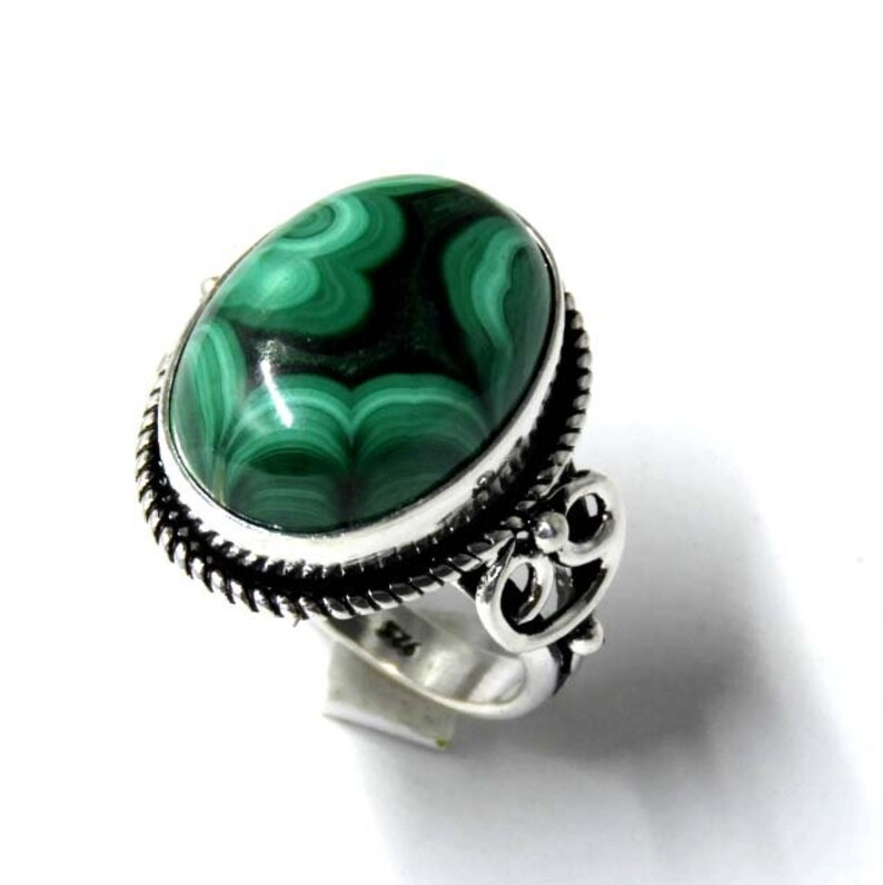 Malachite Ring 925 Sterling Silver Ring Natural Malachite Stone Statement Ring Handmade Jewelry Perfect Gift
