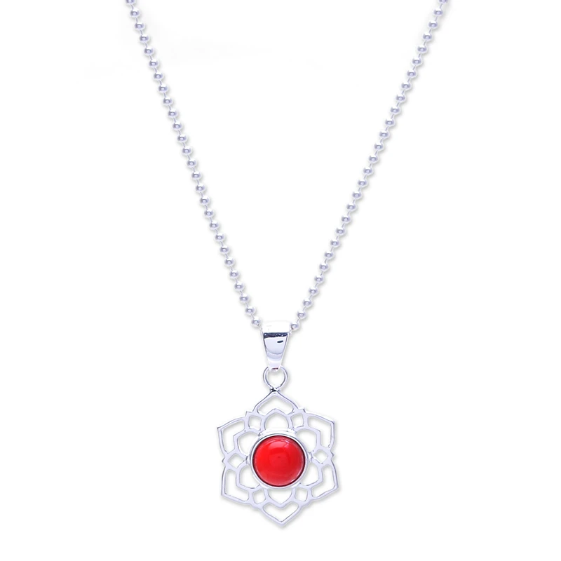 Blumenförmige natürliche Karneol-Anhänger-Halskette aus 925er Sterlingsilber, Geburtsstein Juli, zarte Anhänger-Halskette, Geschenk, böhmische Halskette
