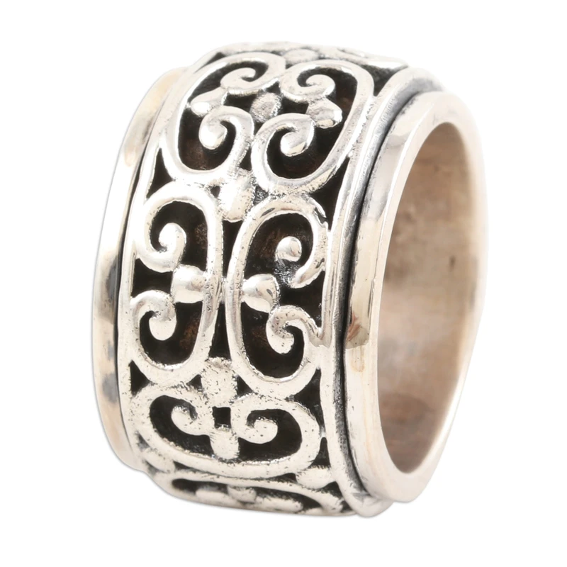 925er Sterlingsilber Messing und Kupfer Meditations-Spinnerring Handgemachter Ring Silberschmuck Böhmischer zarter Ring Geschenk für Sie Geschenkartikel