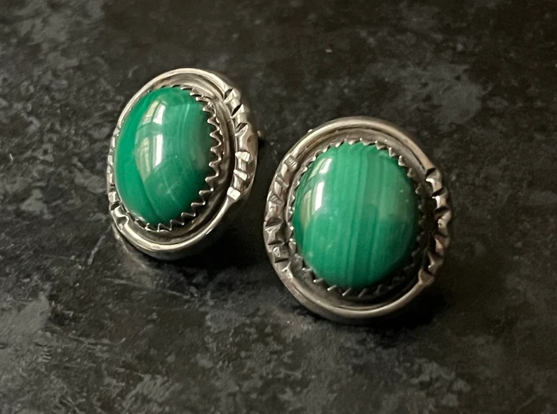Handgemachte Malachit Edelstein Ohrstecker 925 Sterling Silber Designer Ohrringe April Geburtsstein Handgemachter Schmuck Geschenk für Sie