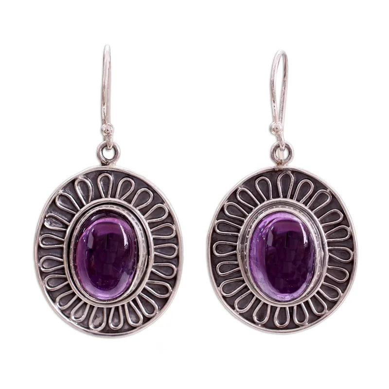 Amethyst Hängeohrringe Lila Stern 925 Sterlingsilber Handgemachte Ohrringe Geschenkartikel Hochzeitsschmuck Geschenk für Sie