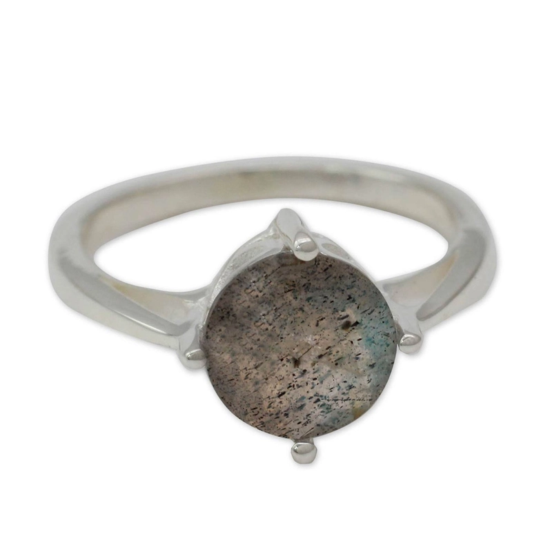 Handgefertigter Labradorit Solitär Ring 925 Sterling Silber Damen Ring Geschenk für Sie & Mama