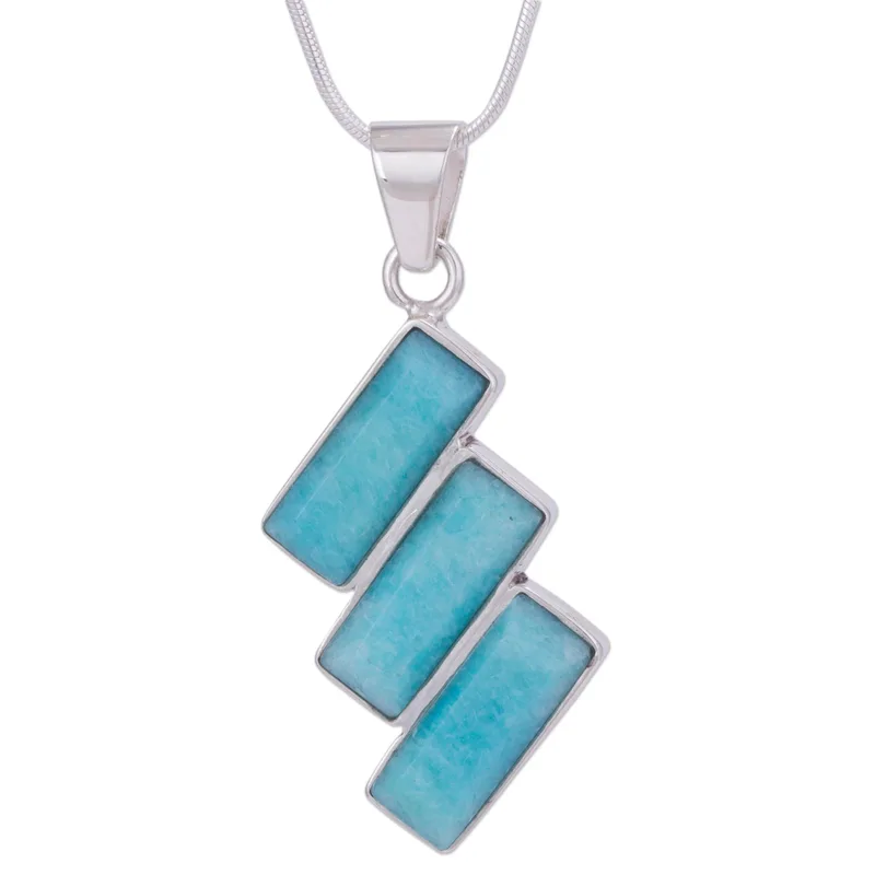 Moderner Amazonit Anhänger Halskette 925 Sterling Silber Amazonit Schmuck Handgemachter Schmuck Böhmische Halsketten Geschenk Für Sie Geschenk Artikel