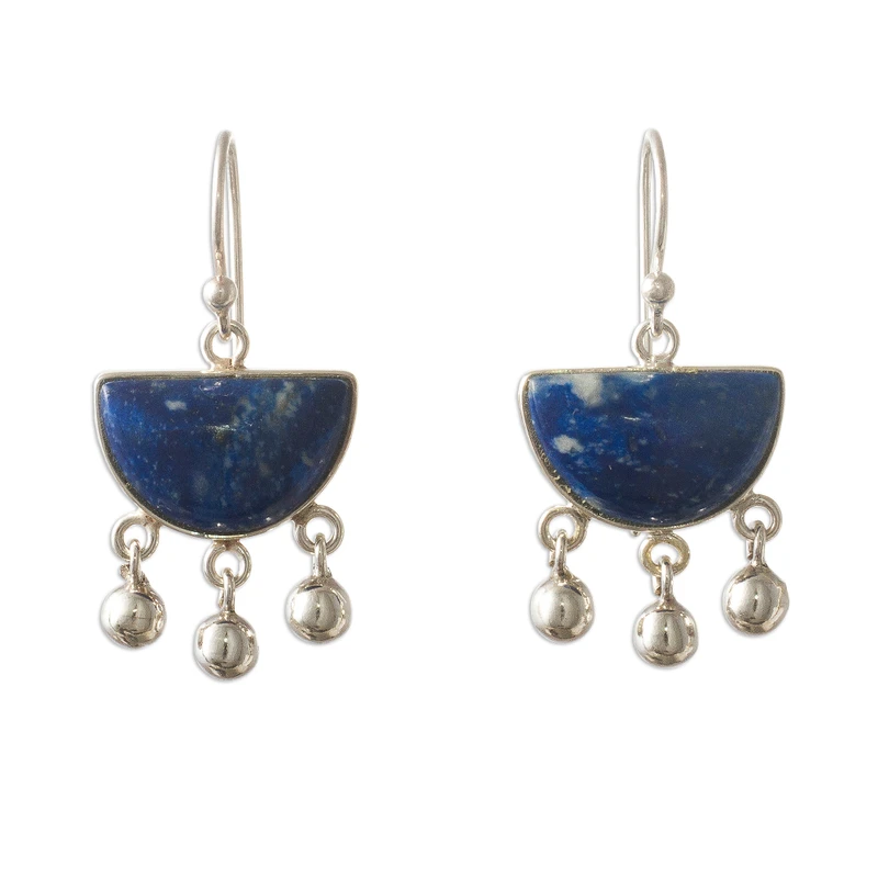 Ohrringe aus Sterlingsilber mit Lapislazuli, Designer-Ohrringe für Frauen, handgefertigte Silberohrringe, Schmuckgeschenke, Geschenk für Sie