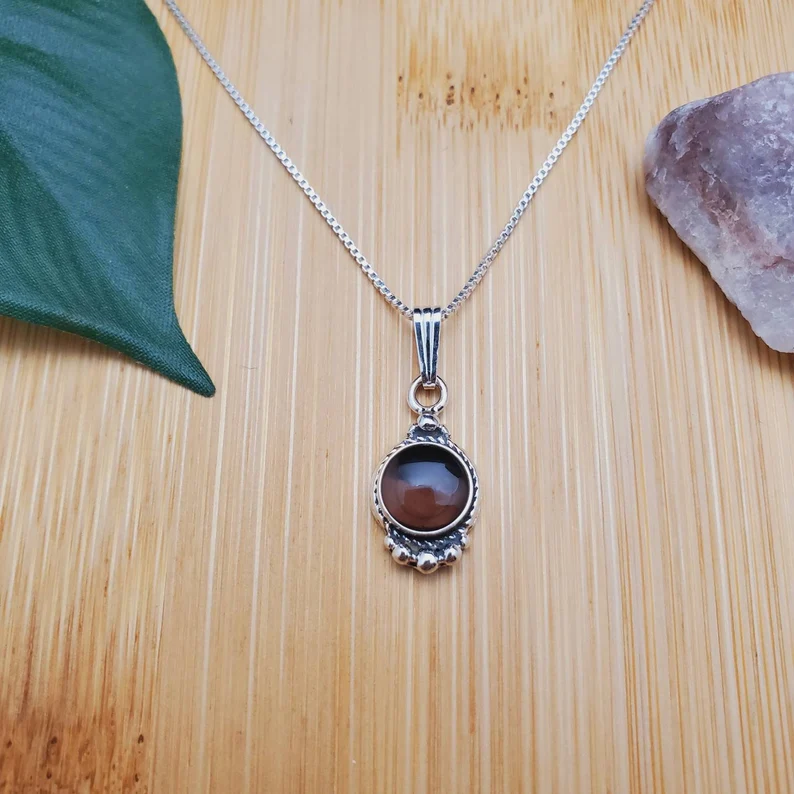 So süße, zarte Rauchquarz-Halskette mit Silberboxkette aus 925er Sterlingsilber