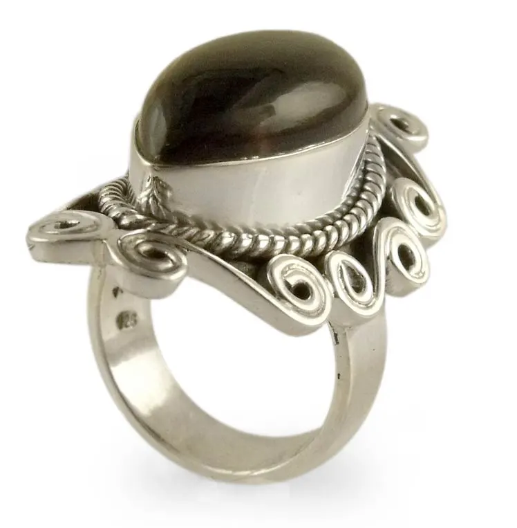 Smoky Quartz Cocktail Ring 925 Sterling Silver Ring Handmade Ring Statement Ring Brown Gemstone Ring Promise Ring Gift For Her