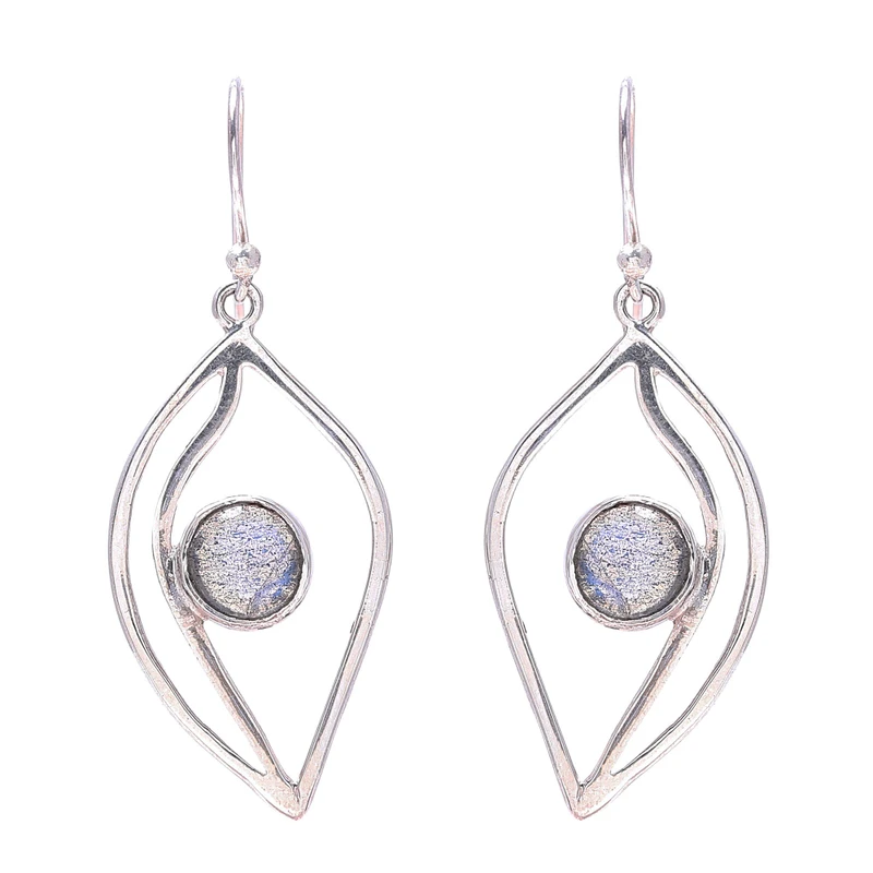 Blattförmige Labradorit-Ohrhänger 925 Sterling Silber Edelstein Ohrhänger Labradorit Schmuck Geschenkidee