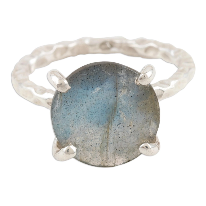 Round Labradorite Ring 925 Handmade Designer 925 Sterling Silver Gift For Her & Mom