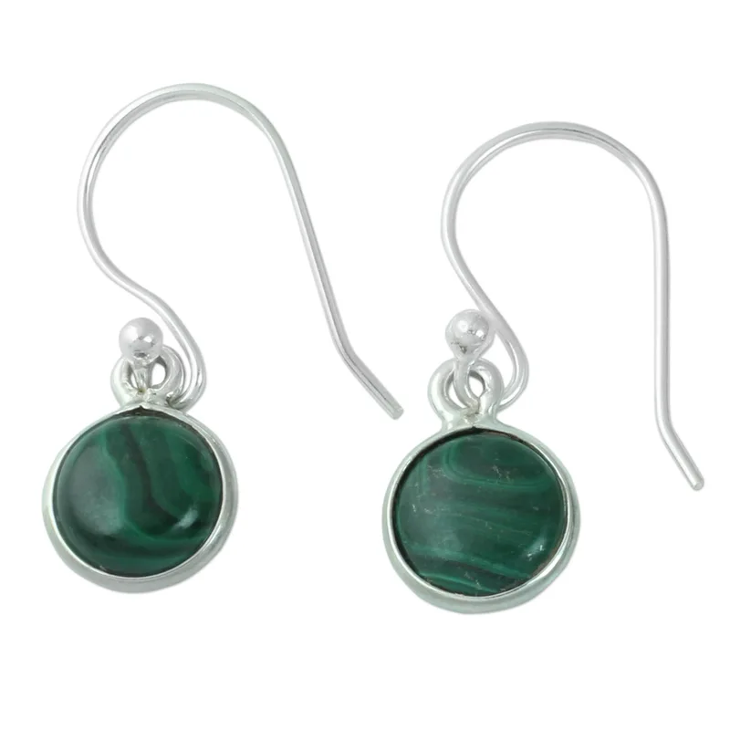 925 Sterling Silver and Malachite Dangle Earrings Handmade Women Minimalist Earrings Gifts Idea Jewelry Gift For Her