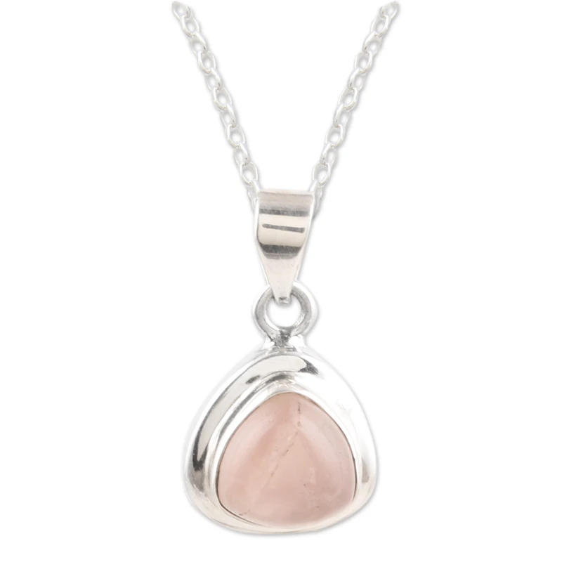 Halskette mit Anhänger aus Sterlingsilber 925 mit Rosenquarz für Damen, handgefertigte Boho-Halsketten, Geschenke für sie und Mama