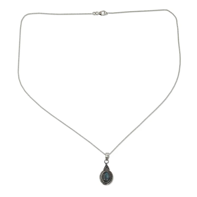 Ovale Labradorit Edelstein und 925 Sterling Silber Anhänger Halskette Schmuck Boho Zierlicher Labradorit Schmuck Geschenk für Sie
