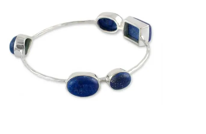 925 Sterling Silver Bracelet with Lapis Lazuli Bohemian Jewelry Charming Jewelry Valentine Day Gift For Her