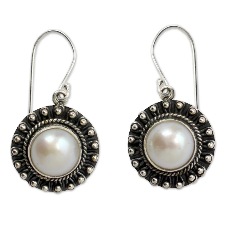 Ohrringe aus Sterlingsilber und Perlen Damen Schmuck Boho Ohrringe Handgefertigte Edelsteinohrringe Hochzeitsschmuck Geschenk für Sie
