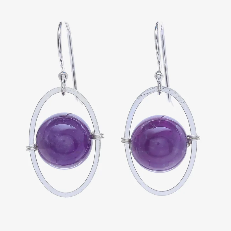 Amethyst- und Sterlingsilber-Ohrringe, handgefertigt, Geschenkidee, Geburtstagsgeschenk für Sie, Boho-Ohrringe