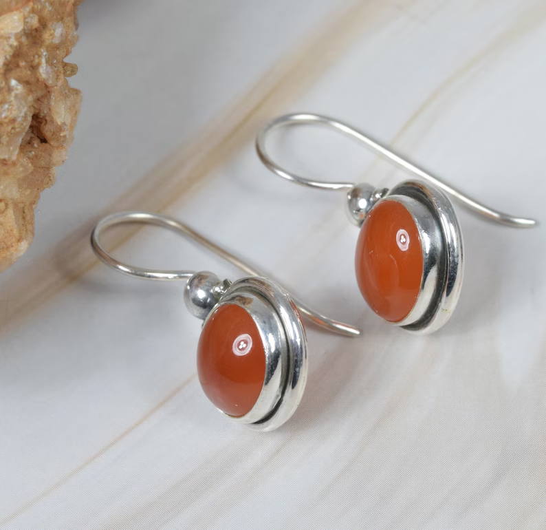 Roter Karneol 925 Sterling Silber Edelstein Ohrringe Handgemachter Schmuck Roter Karneol Ohrringe Geschenk zum Geburtstag