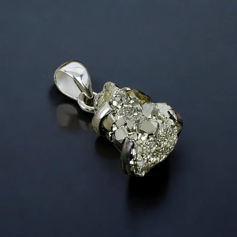 925 Sterling Silber Rohpyrit-Anhänger Heilkristall Edelstein Alltagsschmuck Für Kette Unisex Anhänger Geburtsstein Geschenk Für Sie