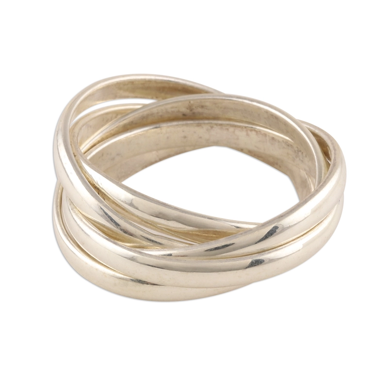 Mehrreihiger handgefertigter 925er Sterling Silber Ring Geschenk für Sie