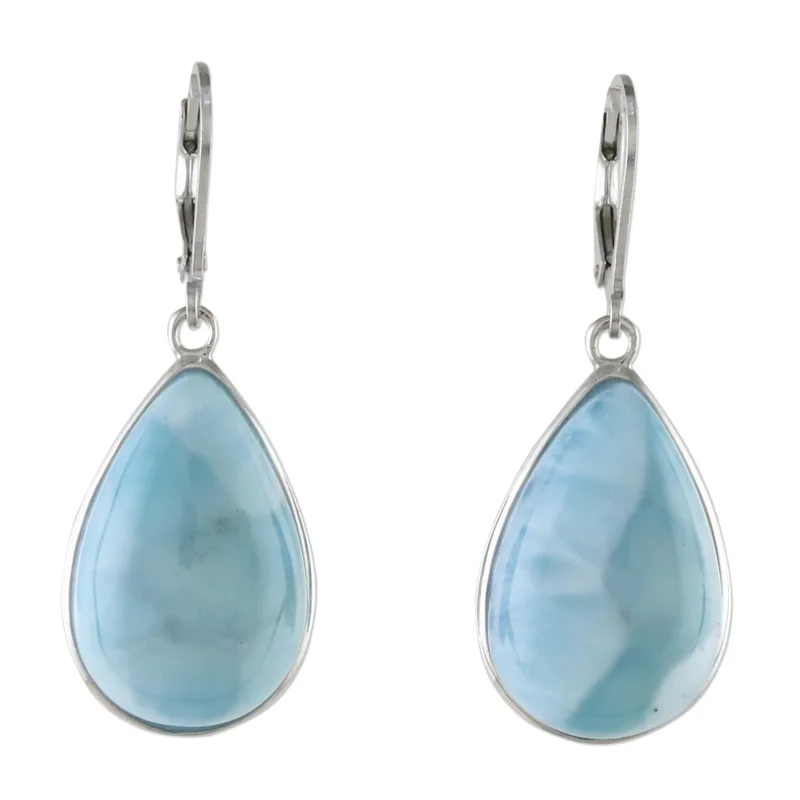 925er Silber und Larimar Ohrhänger Edelsteinohrringe Handgemachte Boho-Ohrringe Geschenk für Sie