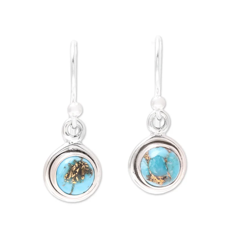 Ohrringe aus 925er Sterlingsilber mit blauem Türkis, handgefertigte Edelstein-Ohrstecker, Geschenkidee für Brautjungfern, Hochzeitsschmuck