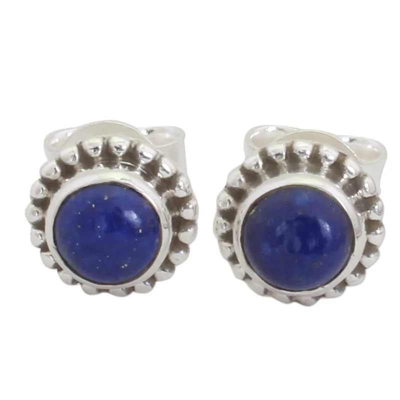 Lapislazuli-Ohrstecker aus Sterlingsilber aus Indien 925er Massivsilber Handgefertigte Ohrstecker Alltagsohrringe Ohrring Geburtstagsgeschenk für sie
