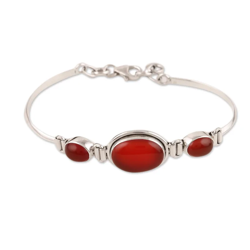 Sterling Silver and Carnelian Modern Bracelet Jewelry Boho Dainty Jewelry Gift For Her Valentine Day Gift