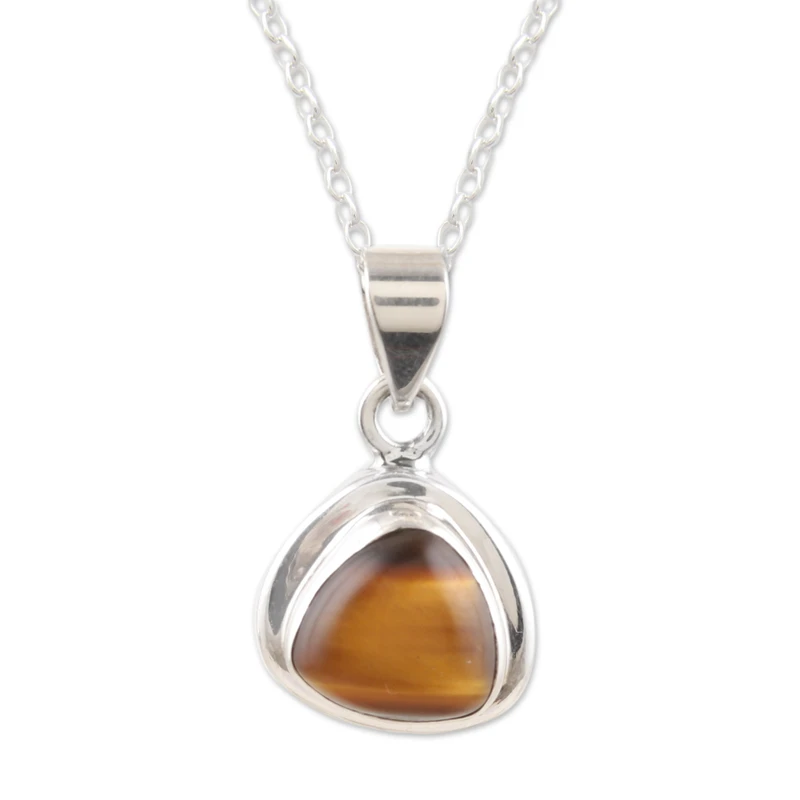 Courage Realm Tigerauge Anhänger Halskette 925 Sterling Silber Echter Edelstein Halskette Böhmischer Schmuck Geschenk für sie Geburtstagsgeschenk