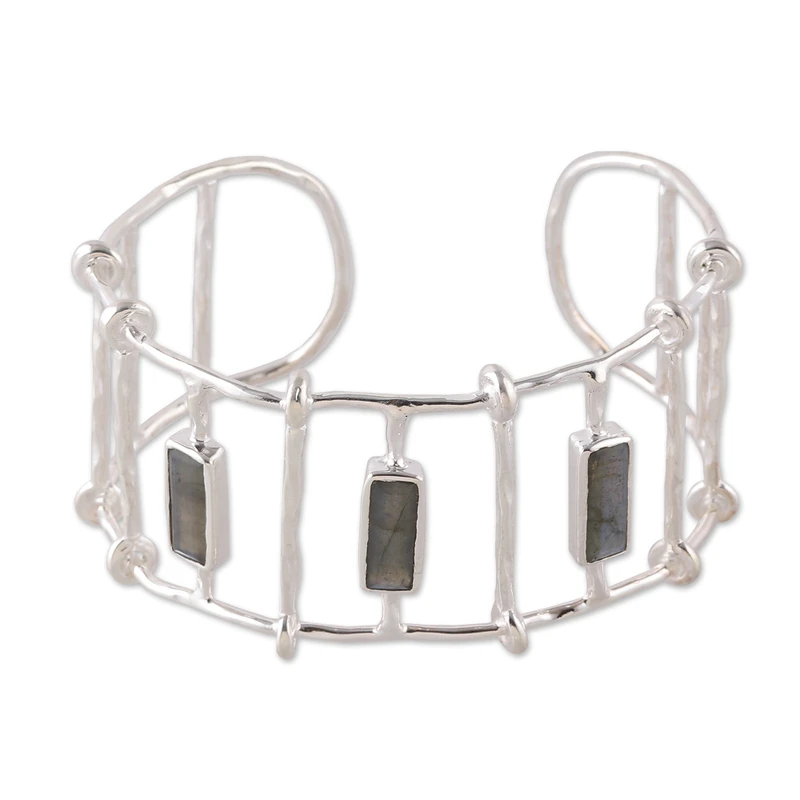 Natural Labradorite Sterling Silver Cuff Bracelet Birthday Gift For Her Charming Jewelry Valentine Day Gift For Her