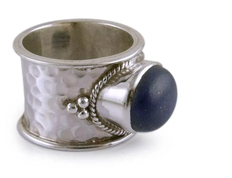 Bandring Handgemacht 925 Sterling Silber Einzelstein Lapislazuli Ring Handgemachter Ring Statement Ring Blauer Edelsteinring Minimalistischer Ring Geschenk für Sie