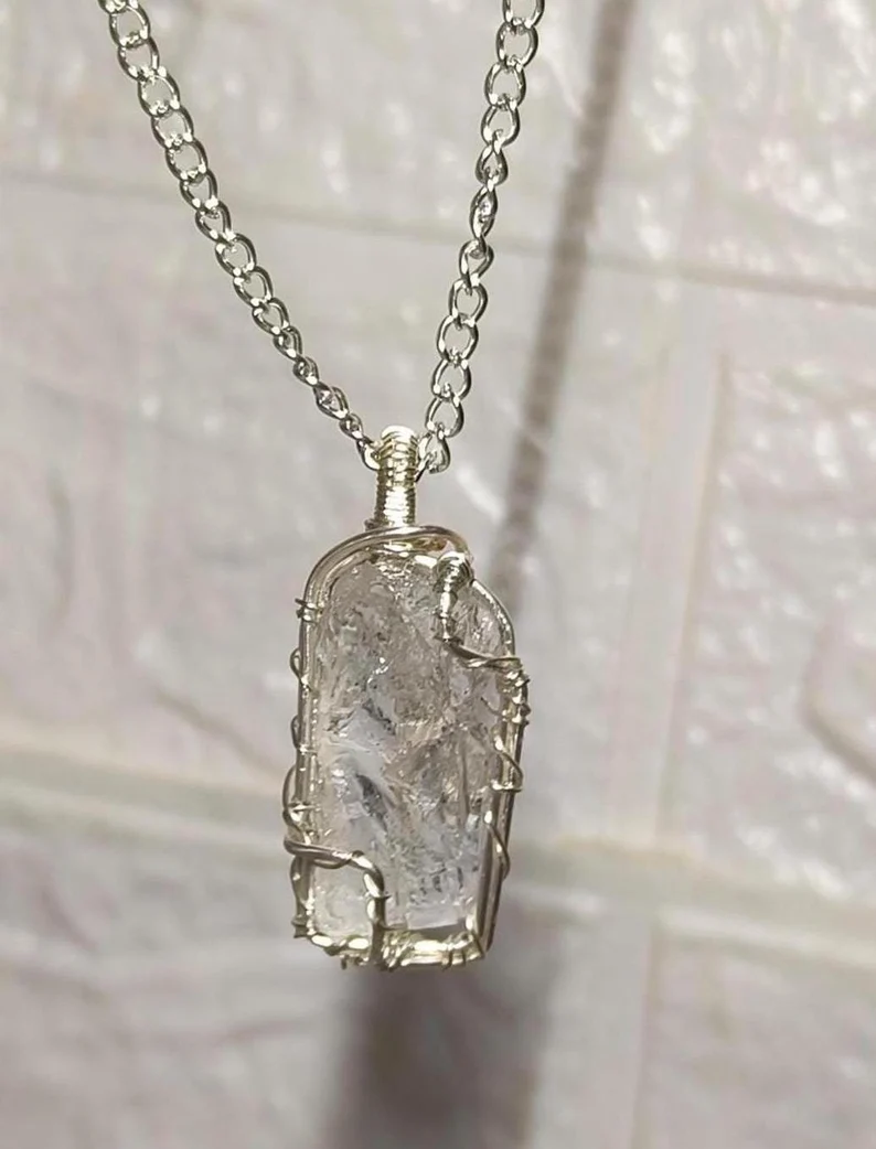 Natural Crystal Quartz Necklace Genuine Crystal Quartz Pendant Quartz Point Necklace One of a Kind Crystal Gift for Her Energy necklace