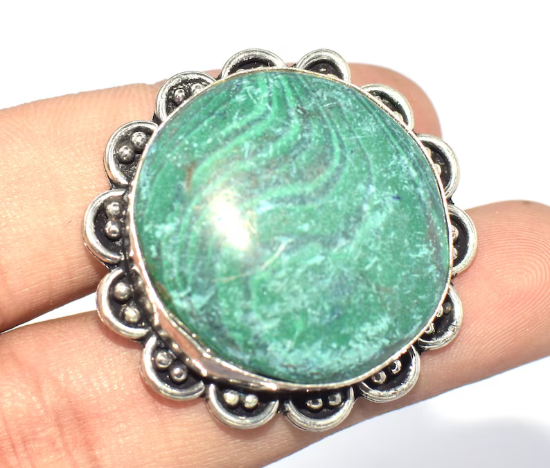 Natural Malachite Ring Handmade Ring Big Size Ring Birthstone Ring Healing Ring Love Gift For Her