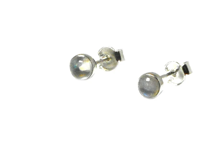 Mondstein Ohrstecker Rund Sterling Silber Edelstein Ohrringe für Damen Blaue Mondstein Ohrstecker für Sie Geschenk für Sie