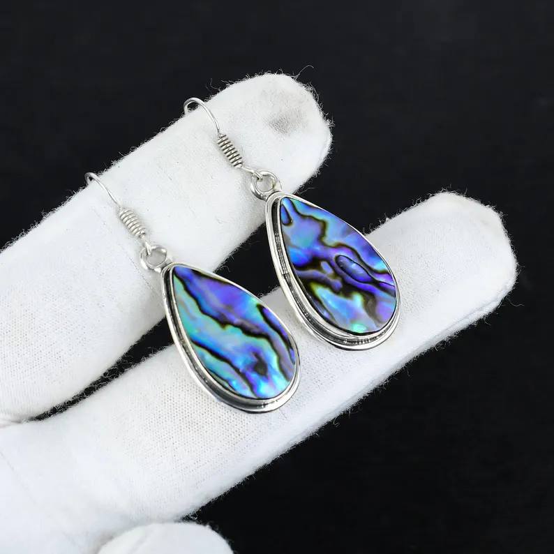 Abalone Muschel Ohrring Abalone Muschel Edelstein Ohrring Birnenform Edelstein Ohrring 925 Sterling Silber Ohrring Weihnachtsgeschenke Für Sie
