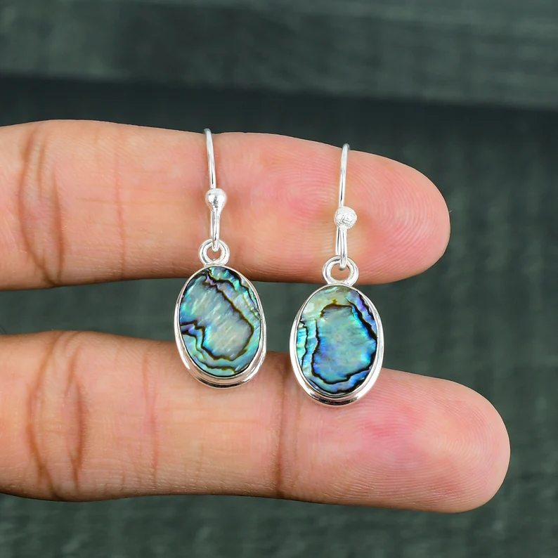 Abalone Muschel Ohrring 925 Sterling Silber Ohrringe Original Edelstein Ohrringe Handgemachte Ohrhänger Brandneuer Schmuck Jahrestagsgeschenk