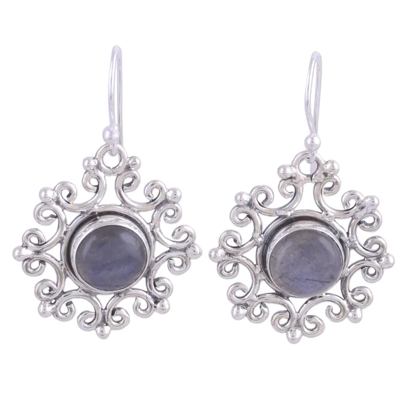 Ohrhänger aus Labradorit und 925er Sterlingsilber, Ohrringe aus Sterlingsilber, Ohrhänger mit blauem Edelstein, Labradorit-Schmuck, Geschenk für sie