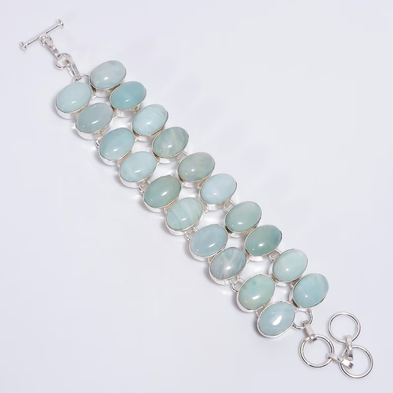 Amazonite Oval Shape Bracelet Ethnic Handmade Bracelet Jewelry 925 Sterling Silver Bracelet Amazonite Bracelet