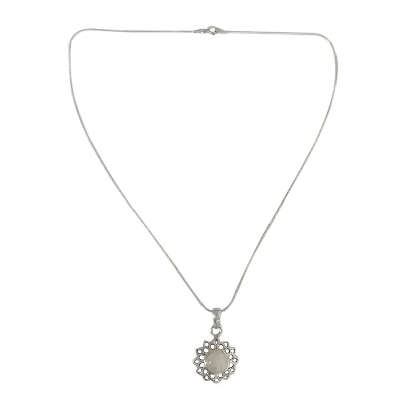 Fair Trade Schmuck Sterlingsilber und Mondstein-Halskette Handgemachter böhmischer Schmuck Jubiläumsgeschenk für sie & Schwester