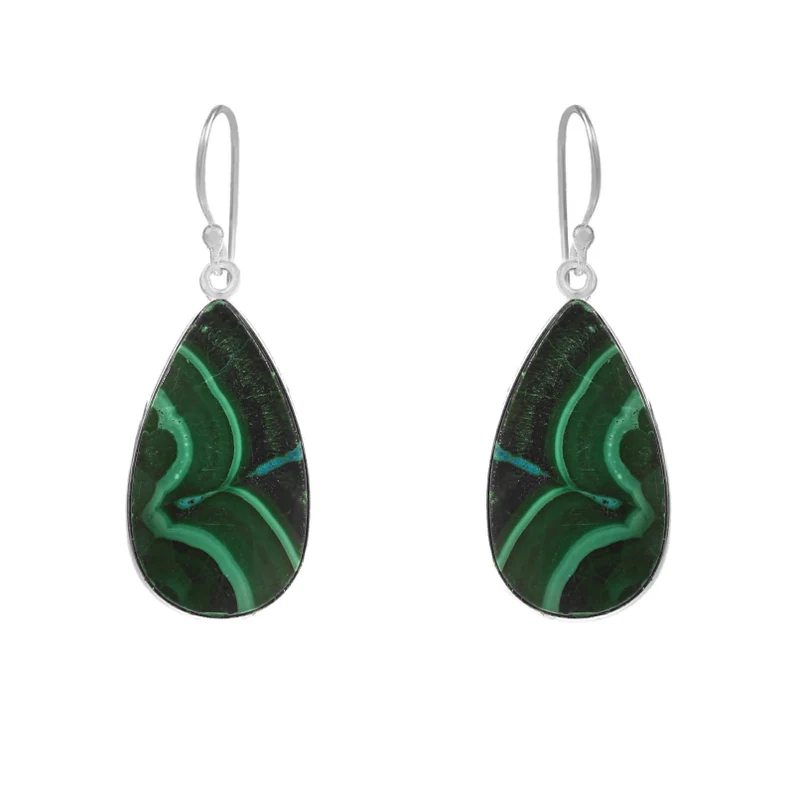 Malachite Earrings 925 Sterling Silver Earrings Malachite Gemstone Earrings Jewelry Handmade Earrings Malachite Jewelry
