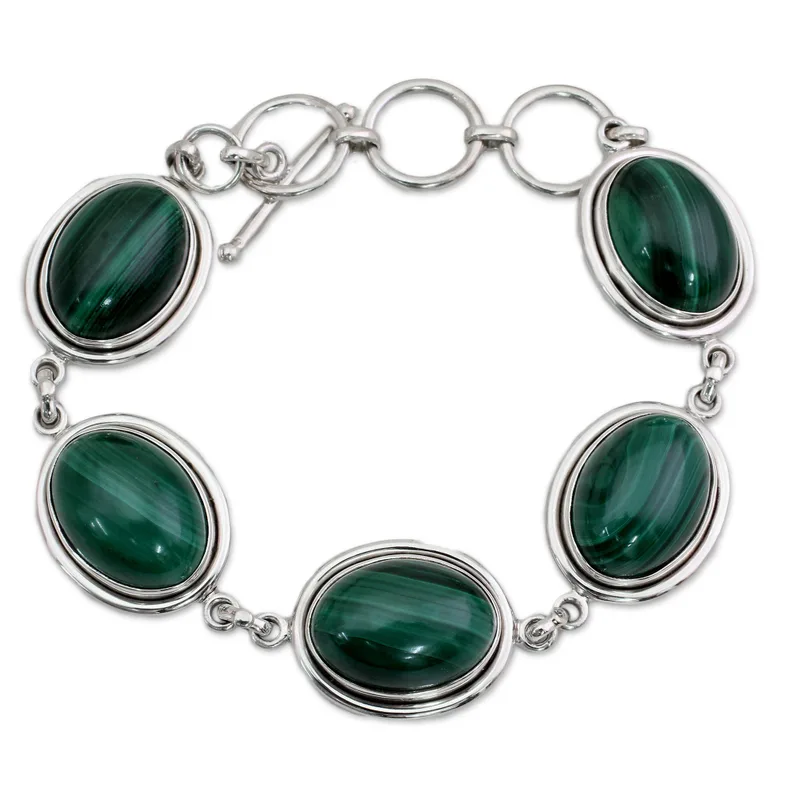Handcrafted Jewelry Sterling Silver Malachite Bracelet Bohemian Jewelry Charming Jewelry Valentine Day Gift For Her
