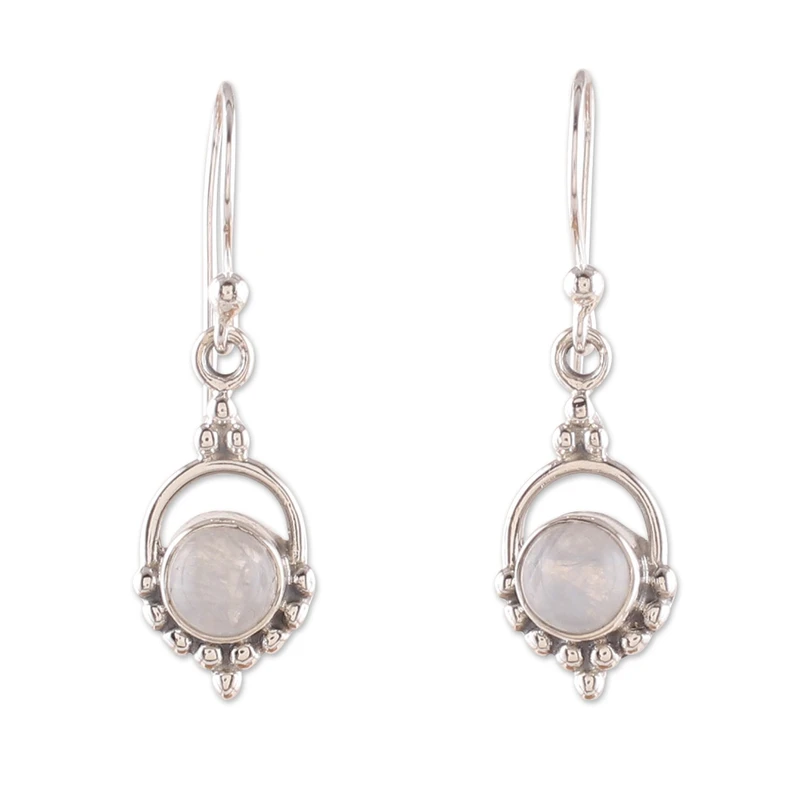 Regenbogen-Mondstein-Ohrringe 925 Sterling Silber Ohrring Handgemachter Edelstein-Ohrring Geschenk Für Sie Boho Ohrring
