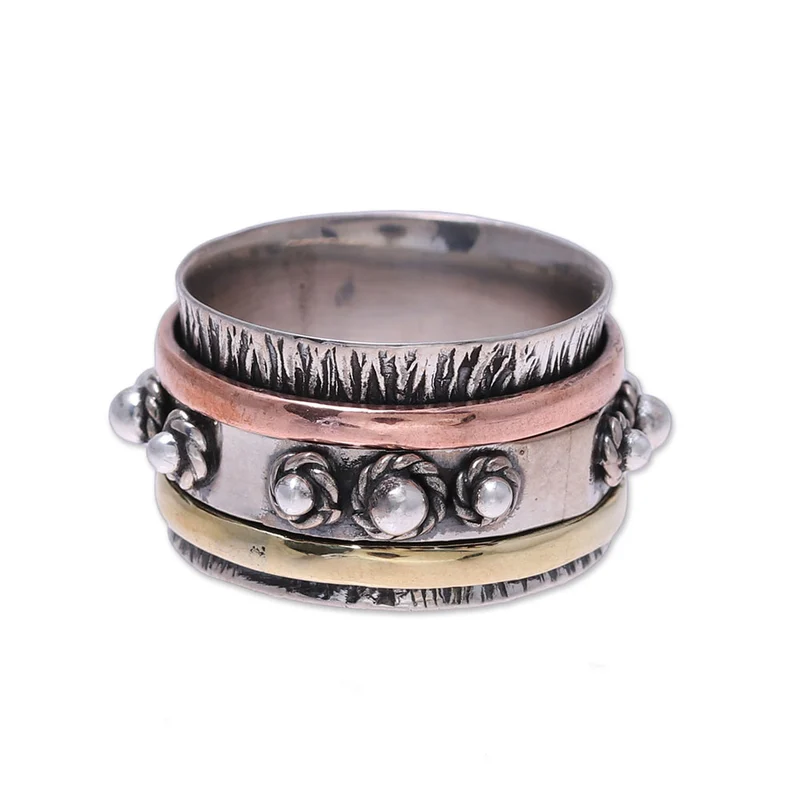 Handgefertigter Sterling Silber Spinner Ring Handgemachter Ring Silberschmuck Böhmischer Zarter Ring Geschenk für Sie