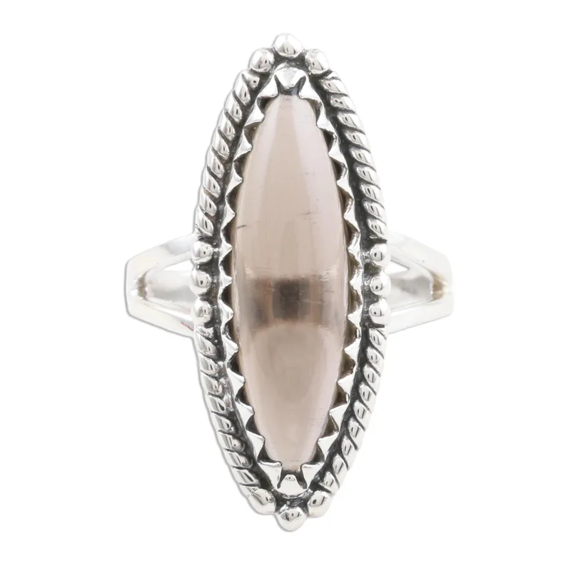 Marquise Bezel Set Smoky Quartz Cabochon Cocktail Ring 925 Sterling Silver Ring Handmade Ring Statement Ring Brown Gemstone Ring Promise Ring Gift For Her