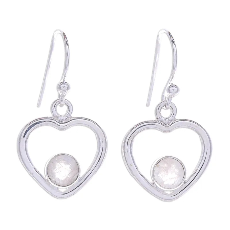 Herzform Regenbogen Mondstein Ohrringe 925 Sterling Silber Ohrring Handgemachte Edelstein Ohrringe Geschenk Für Sie Boho Ohrring