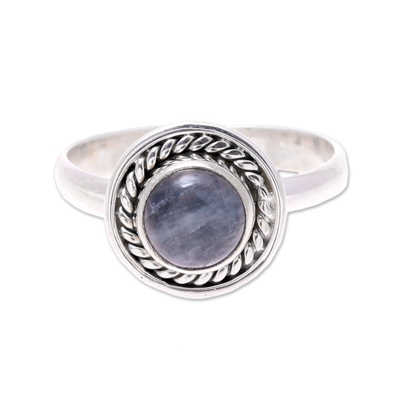 Runder Labradorit Sterling Silber Seildesign Handgefertigter Designer 925 Sterling Silber Ring Geschenk für Sie & Mama