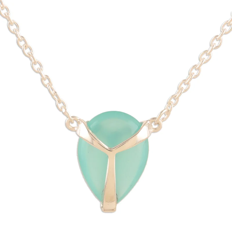 Handgefertigte Chalcedon und Sterling Silber Halskette Handgemachte Zierliche Halsketten Böhmischer Schmuck Geschenk für Sie